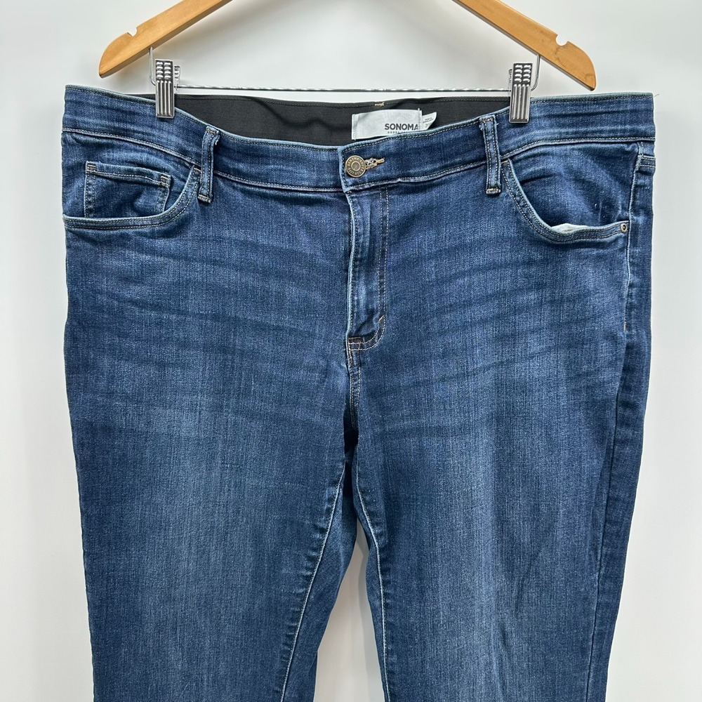 Sonoma Skinny Jeans Womens 20W Blue Denim Whisker Stretch 5-Pocket Zip Fly